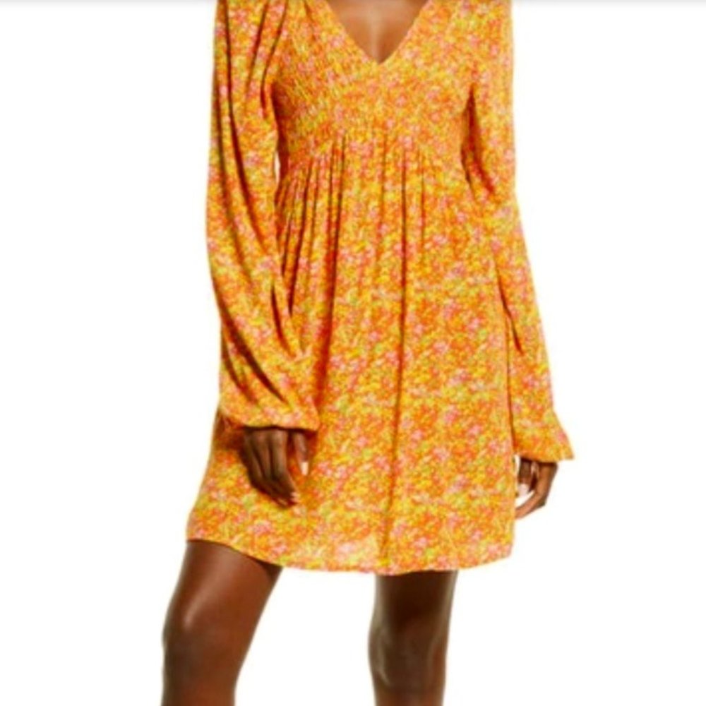 BP V-Neck Long Sleeve Babydoll Minidress NWT